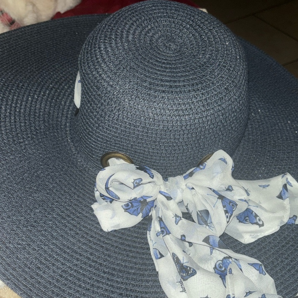 Blue Scarf Sun Hat